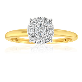 Luminesce Lab Grown 9ct Yellow Gold 0.30 Carat Diamond Flower Shaped Ring