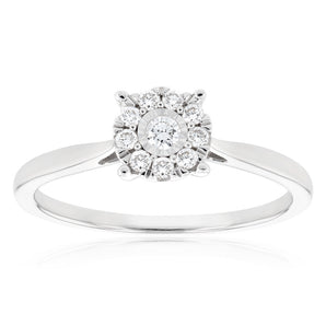 Luminesce Lab Grown 9ct White Gold 0.15 Carat Diamond Halo Solitaire Ring