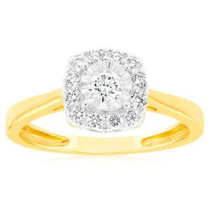 Luminesce Lab Grown 9ct Yellow Gold 1/3 Carat Diamond Cluster Dress Ring