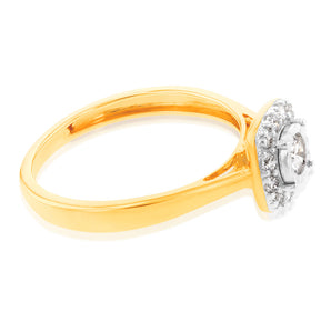 Luminesce Lab Grown 9ct Yellow Gold 1/3 Carat Diamond Cluster Dress Ring