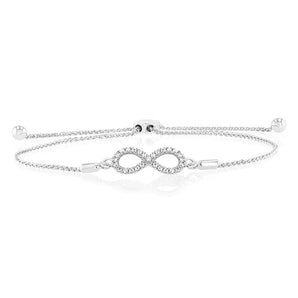 Luminesce Lab Grown 1/6 Carat Diamond Infinity Silver Bolo Bracelet