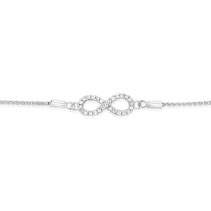 Luminesce Lab Grown 1/6 Carat Diamond Infinity Silver Bolo Bracelet