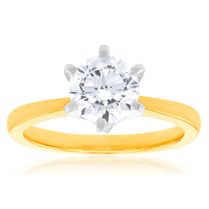 Certified Luminesce Lab Grown 1.5 Carat Solitaire Ring in 18ct Yellow Gold