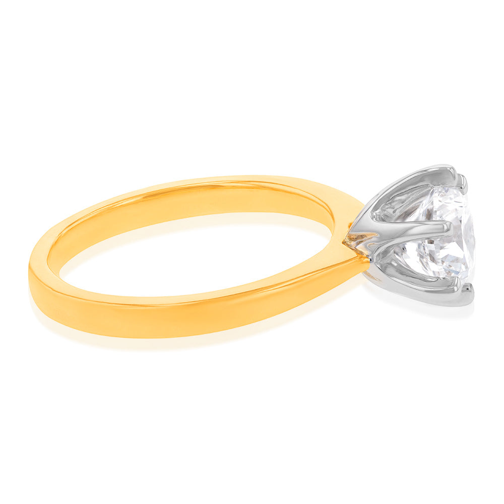 Certified Luminesce Lab Grown 1.5 Carat Solitaire Engagement Ring in 18ct Yellow Gold