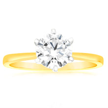 Load image into Gallery viewer, Luminesce Lab Grown Certified 2 Carat Solitaire Engagement Ring in 18ct Yellow Gold