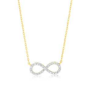 Luminesce Lab Grown 1/10 Carat Diamond Infinity Pendant in 9ct Yellow Gold