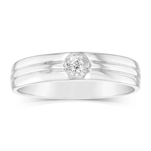 Luminesce Lab Grown 1 Brilliant Cut Diamond in Sterling Silver Gents Ring