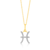 Luminesce Lab Diamond 9ct YellowGold Pisces Sign 1/2 Carat Diamond Pendant With Chain