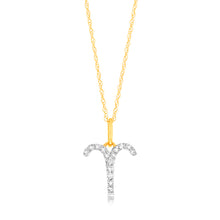 Load image into Gallery viewer, Luminesce Lab Diamond 9ct Yellow Gold Aries 1/10 Carat Diamond Pendant With Chain