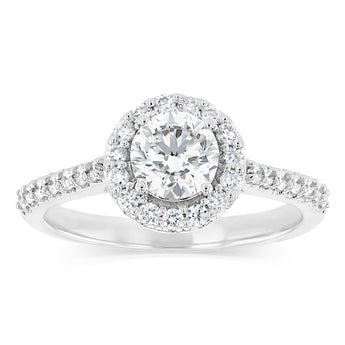 Luminesce Lab Grown 18ct White Gold 1 Carat Diamond Halo Ring