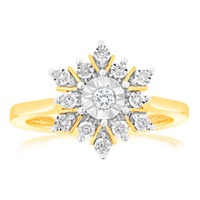 Load image into Gallery viewer, Luminesce Lab Grown Dress Ring with 13 Diamonds Set in 9 Carat Yellow Gold