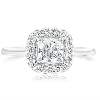 Luminesce Lab Grown 18ct White Gold 1 Carat Diamond Cushion Halo Ring
