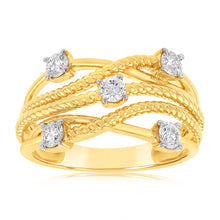 Load image into Gallery viewer, 9ct Yellow Gold 1/2 Carat Lab Grown Diamond Rope Effect Dress Ring