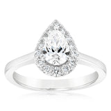 Luminesce Lab Grown 18ct White Gold 1 Carat Diamond Pear Halo Ring