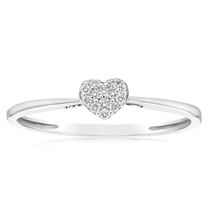 9ct White Gold Heart Luminesce Lab Grown Diamond Dress Ring