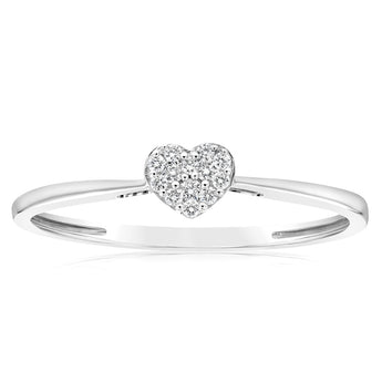 9ct White Gold Heart Luminesce Lab Grown Diamond Dress Ring
