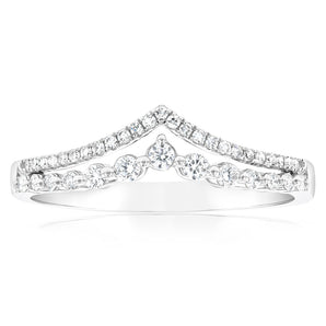 9ct White Gold 1/3 Carat Luminesce Lab Grown Diamond V Dress Ring