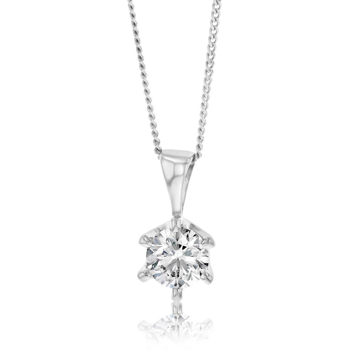 Luminesce Lab Grown 18ct White Gold 1 Carat Solitaire Diamond Pendant with 45cm Chain