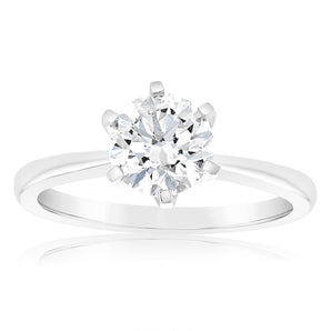 Certified Luminesce Lab Grown 1.5 Carat Solitaire Ring in 18ct White Gold