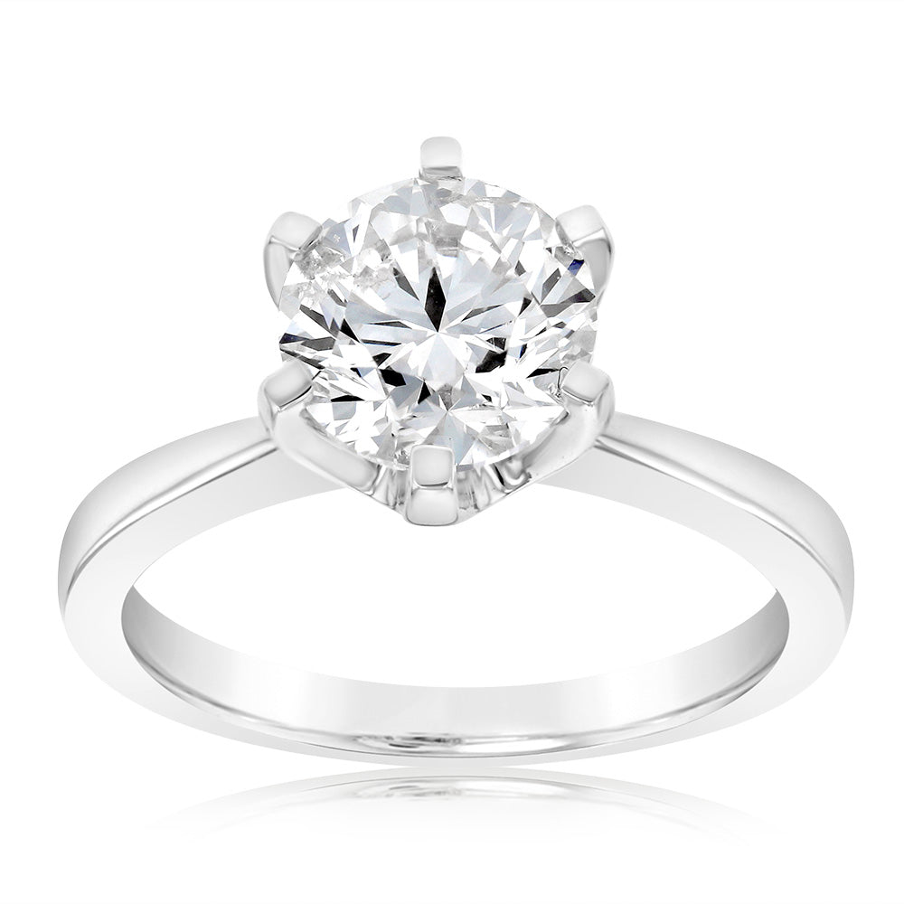 Luminesce Lab Grown Certified 2 Carat Solitaire Engagement Ring in 18ct White Gold
