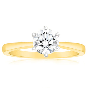 Certified Luminesce Lab Grown 1 Carat Solitaire Ring in 18ct Yellow Gold