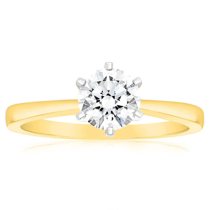 Certified Luminesce Lab Grown 1 Carat Solitaire Ring in 18ct Yellow Gold