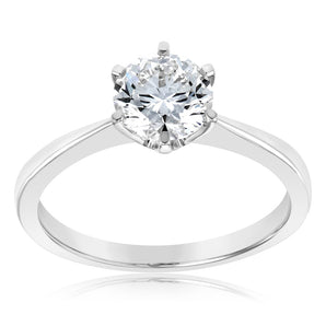 Certified Luminesce Lab Grown 1 Carat Solitaire Ring in 18ct White Gold