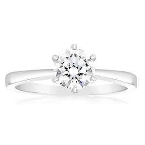 Certified Luminesce Lab Grown 1 Carat Solitaire Ring in 18ct White Gold