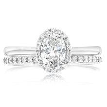 Load image into Gallery viewer, Luminesce Lab Grown Diamond 1 Carat Bridal Set in Halo Design set in 18ct White Gold