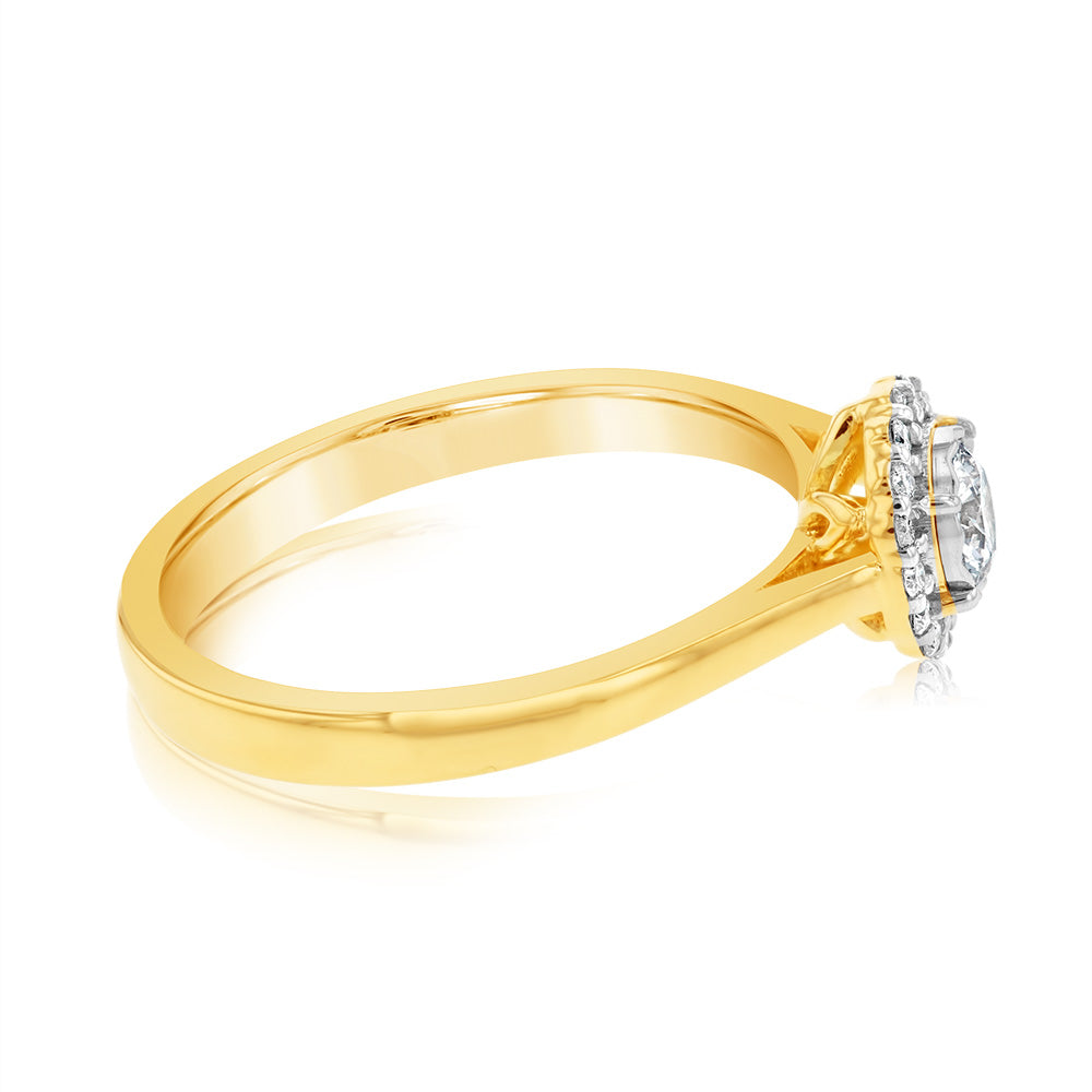 Luminesce Lab Grown 18 Carat Yellow Gold .30 Carat Diamond Solitaire Ring with Centre Diamond .25 Carat