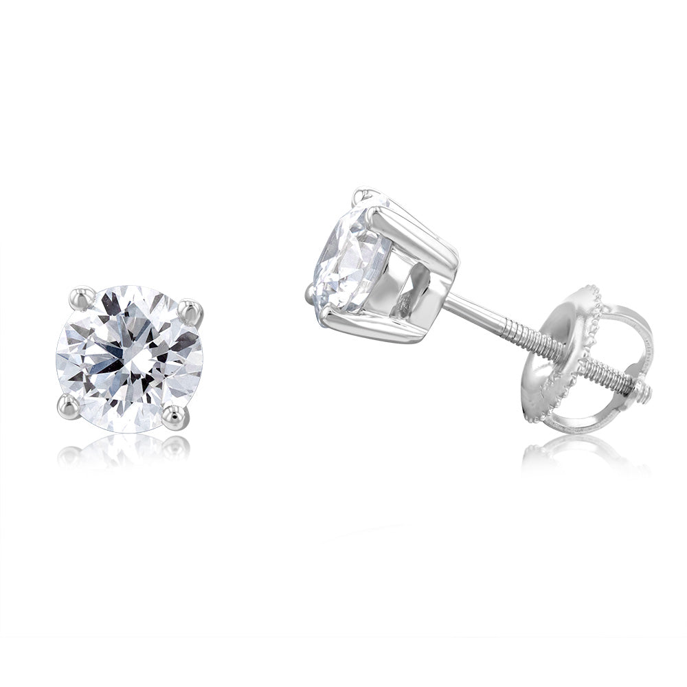 Luminesce Lab Grown Diamond Solitiaire 1.50 Carat Stud Earrings in 14ct White Gold