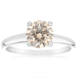 Luminesce Lab Grown 1.5 Ct Light Champagne Solitaire Diamond Ring in 14ct White Gold