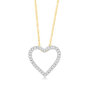 Luminesce Lab Grown 1/10 Carat Diamond Heart Pendant in 9ct Yellow Gold