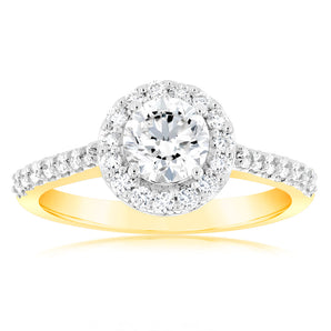 Luminesce Lab Grown 18ct Yellow Gold 1 Carat Diamond Halo Ring