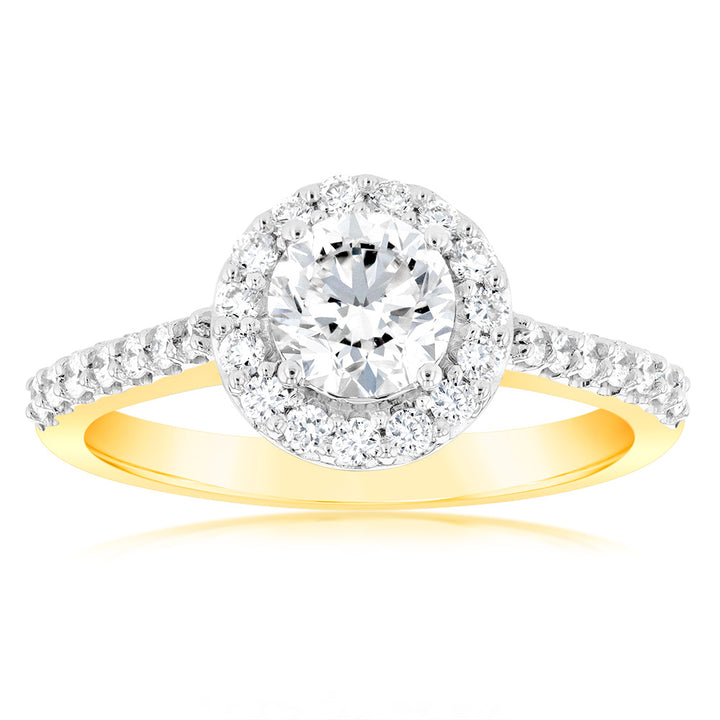 Luminesce Lab Grown 18ct Yellow Gold 1 Carat Diamond Halo Ring