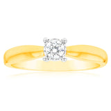 Luminesce Lab Grown 1/10 Carat Diamond 4 Claw Ring in 9ct Yellow Gold
