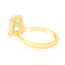 Load image into Gallery viewer, Luminesce Lab Grown Certified 3 Carat Diamond Oval Solitaire Engagement Ring in 18ct Yellow Gold