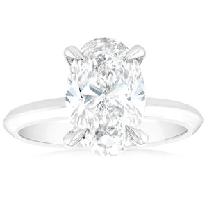 Luminesce Lab Grown Certified 3 Carat Diamond Oval Solitaire Ring in 18ct White Gold