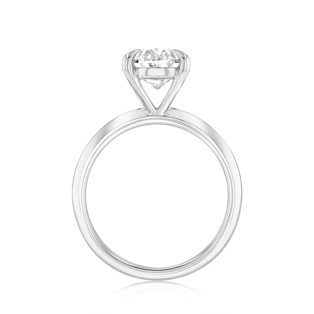 Luminesce Lab Grown Certified 3 Carat Diamond Oval Solitaire Engagement Ring in 18ct White Gold