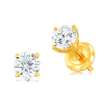 Load image into Gallery viewer, Luminesce Lab Grown 1 Carat Diamond Solitaire Stud Earrings in 14ct Yellow Gold