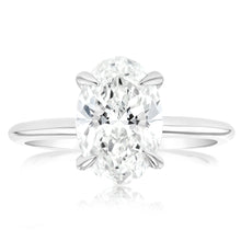 Load image into Gallery viewer, Luminesce Lab Grown Certified 2 Carat Oval Diamond Engagement Ring in 18ct White Gold