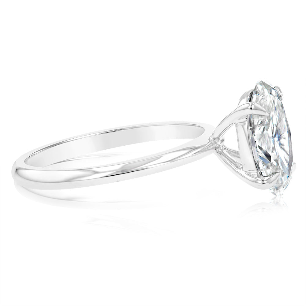 Luminesce Lab Grown Certified 2 Carat Oval Diamond Engagement Ring in 18ct White Gold