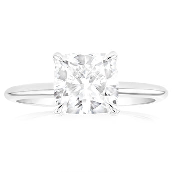 Luminesce Lab Grown Certified 2 Carat Diamond Cushion Cut Ring in 18ct White Gold