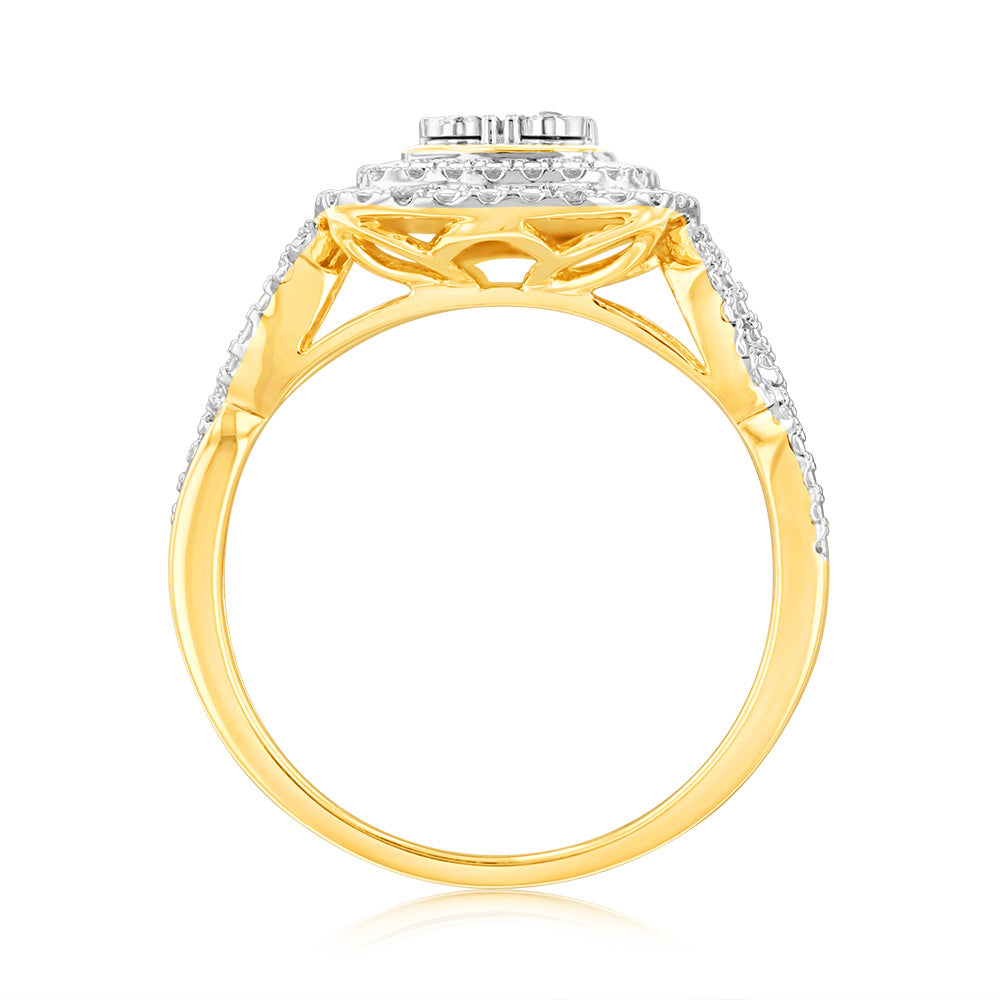 Luminesce Lab Grown 9ct Yellow Gold Ring with 11 Brilliant Cut Diamonds