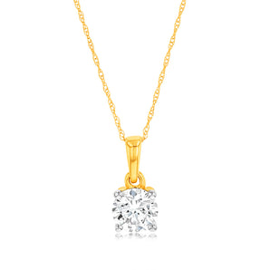 Luminesce Lab Grown 1 Carat Diamond Solitaire Pendant on Chain in 9ct Yellow Gold