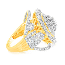 Load image into Gallery viewer, Luminesce Lab Grown 2 Carat Diamond Cluster Ring in 9ct Yellow Gold