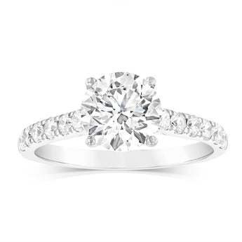 Luminesce Lab Grown 18ct White Gold 2.5 Carat TW 2 Carat Certified Diamond Ring