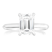 Load image into Gallery viewer, Luminesce Lab Grown Certified 2 Carat Diamond Emerald Cut Engagement Ring in 18ct White Gold