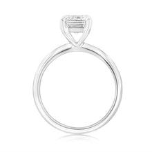 Load image into Gallery viewer, Luminesce Lab Grown Certified 2 Carat Diamond Emerald Cut Engagement Ring in 18ct White Gold