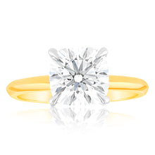 Load image into Gallery viewer, Luminesce Lab Grown Certified 2 Carat Diamond Cushion Cut Engagement Ring in 18ct Yellow Gold